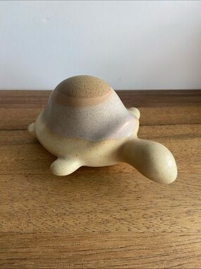 Vintage Studio Pottery Turtle Figurine Signed Handmade Ceramic Desert Tones